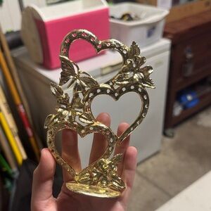 Gold Heart Trio Decorative Earring Holder